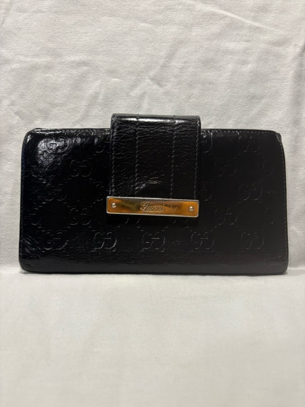 Gucci Guccissima Signature Black Leather Large Wallet